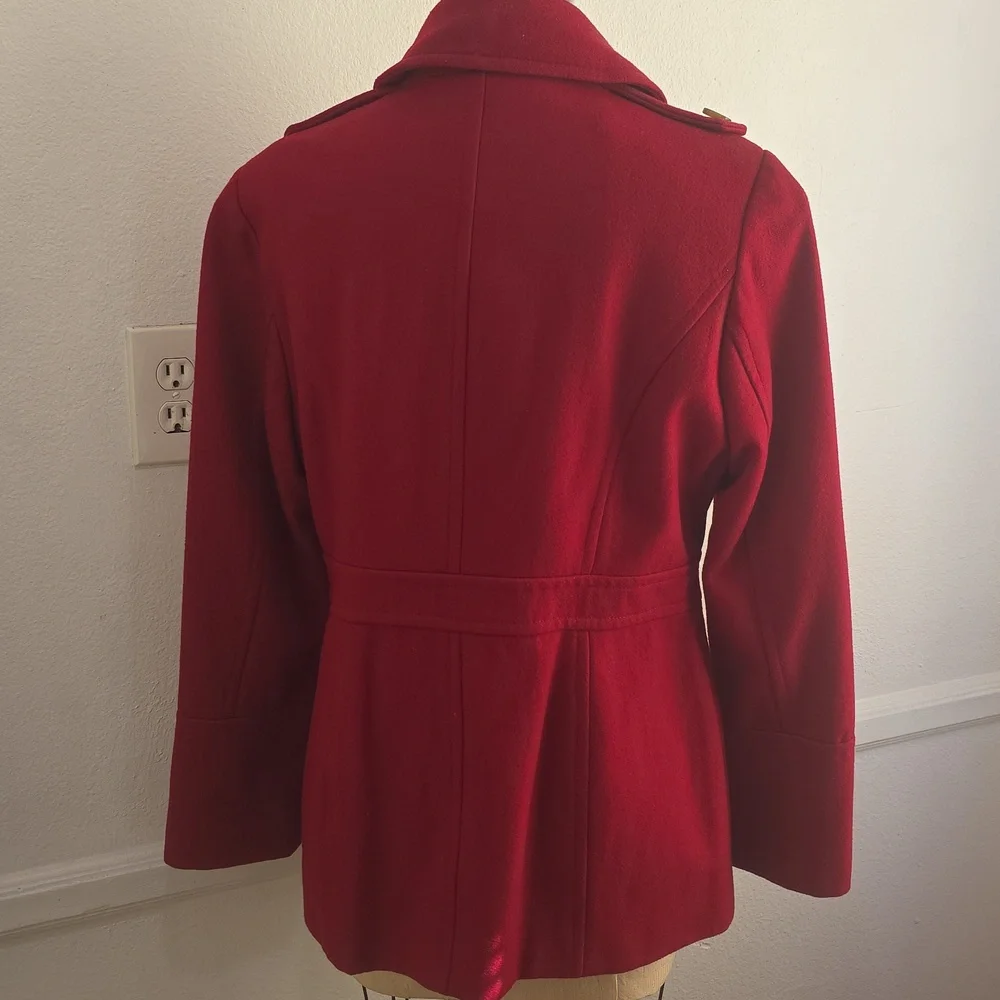 Michael Kors Vibrant‎ Red Pea Coat Medoum